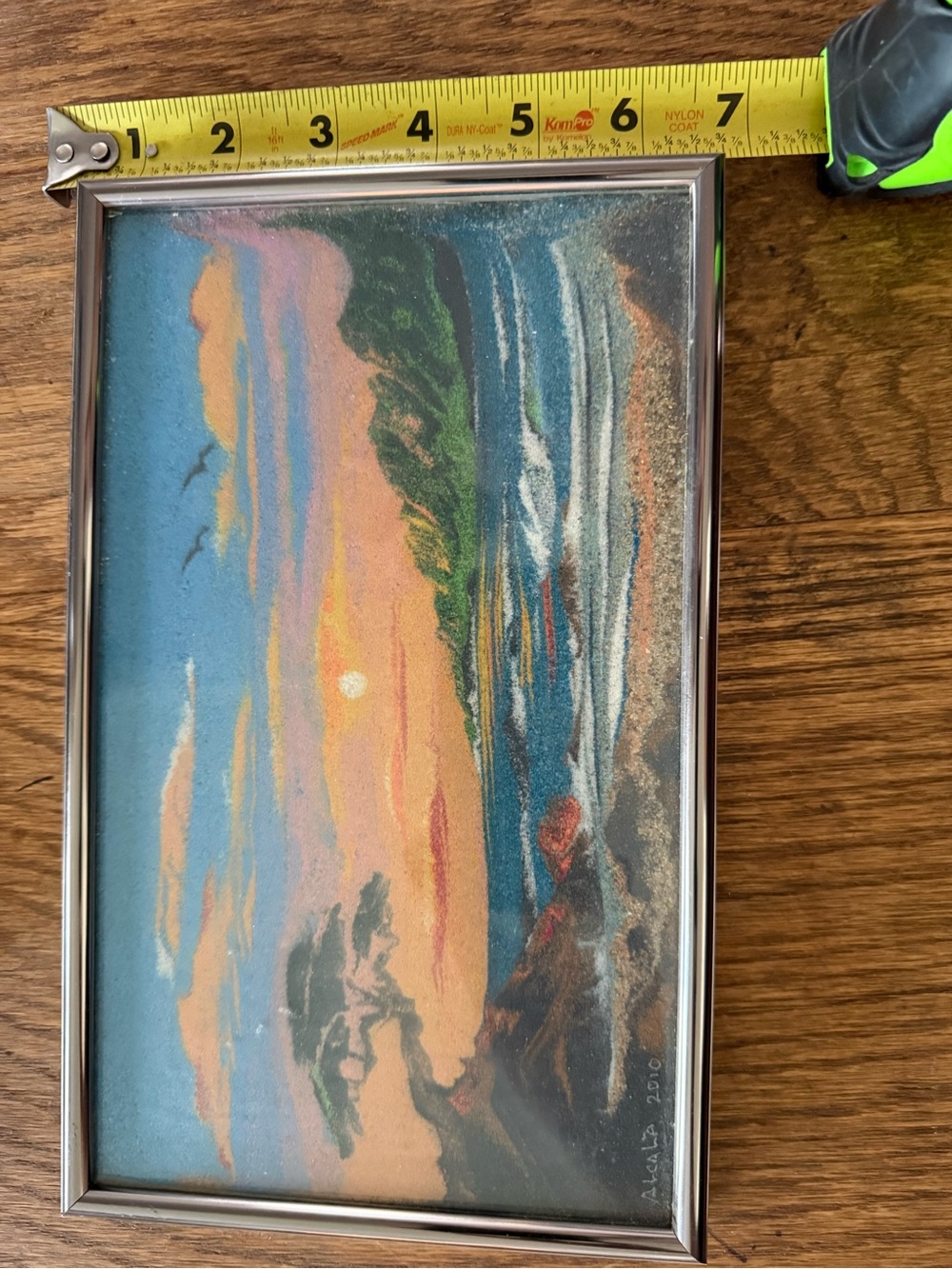 Sunset Beach Sand Art Wall Frame - Silver